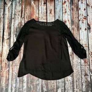 Skies Are Blue Cheryl Cross Front Black Blouse